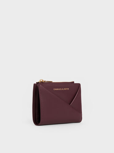 Midori Geometric Top-Zip Wallet, Wineberry Red, hi-res