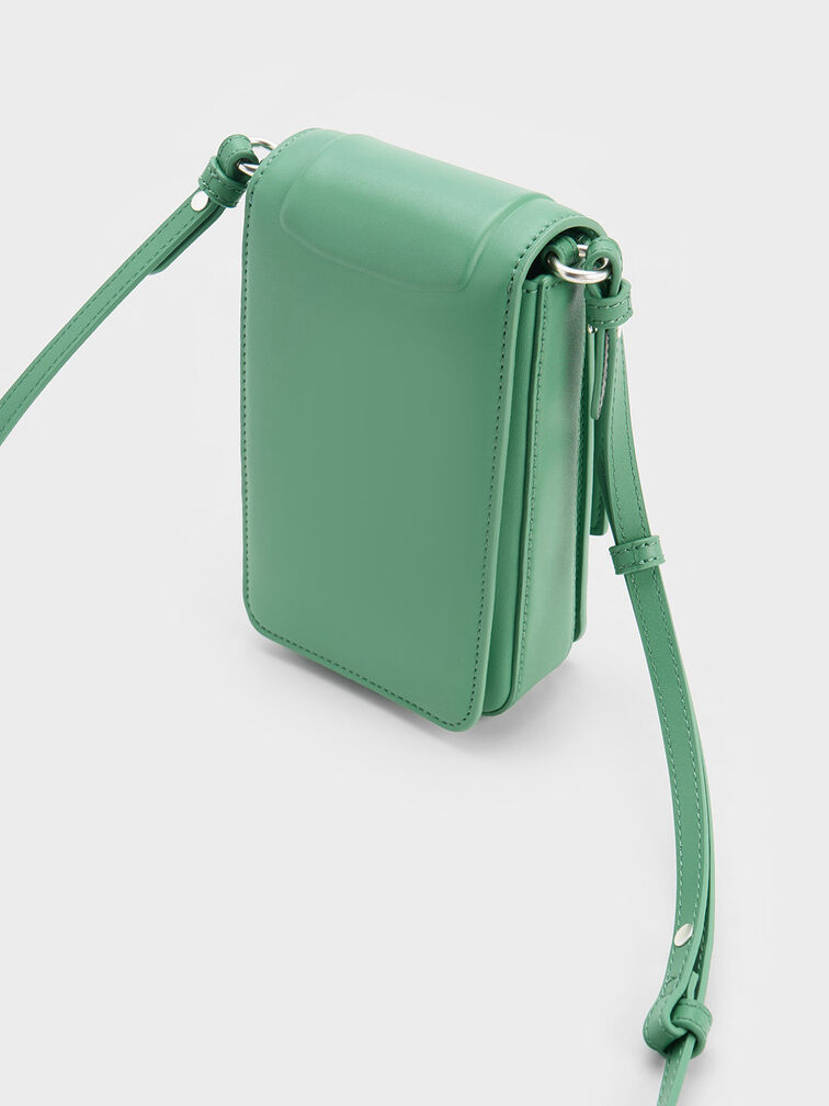 Kalinda Metallic Accent Phone Pouch, Green, hi-res