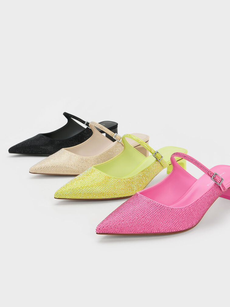 Gem-Embellished Blade Heel Mules, Lime, hi-res