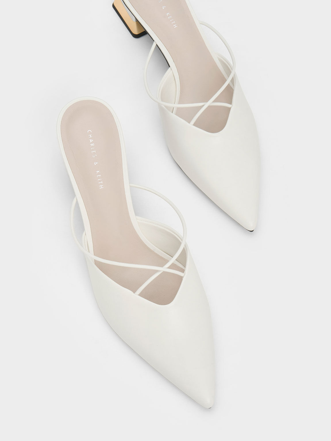 White pointed mule heels deals