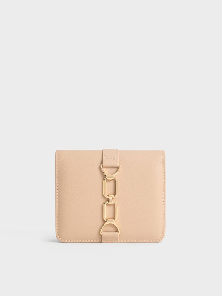 Agatha Chain-Accent Card Holder, Beige, hi-res