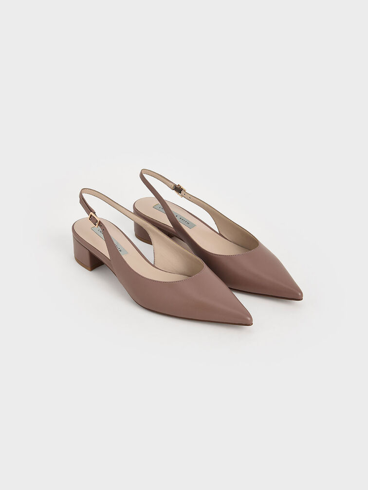 Pointed Toe Slingback Pumps, Mauve, hi-res