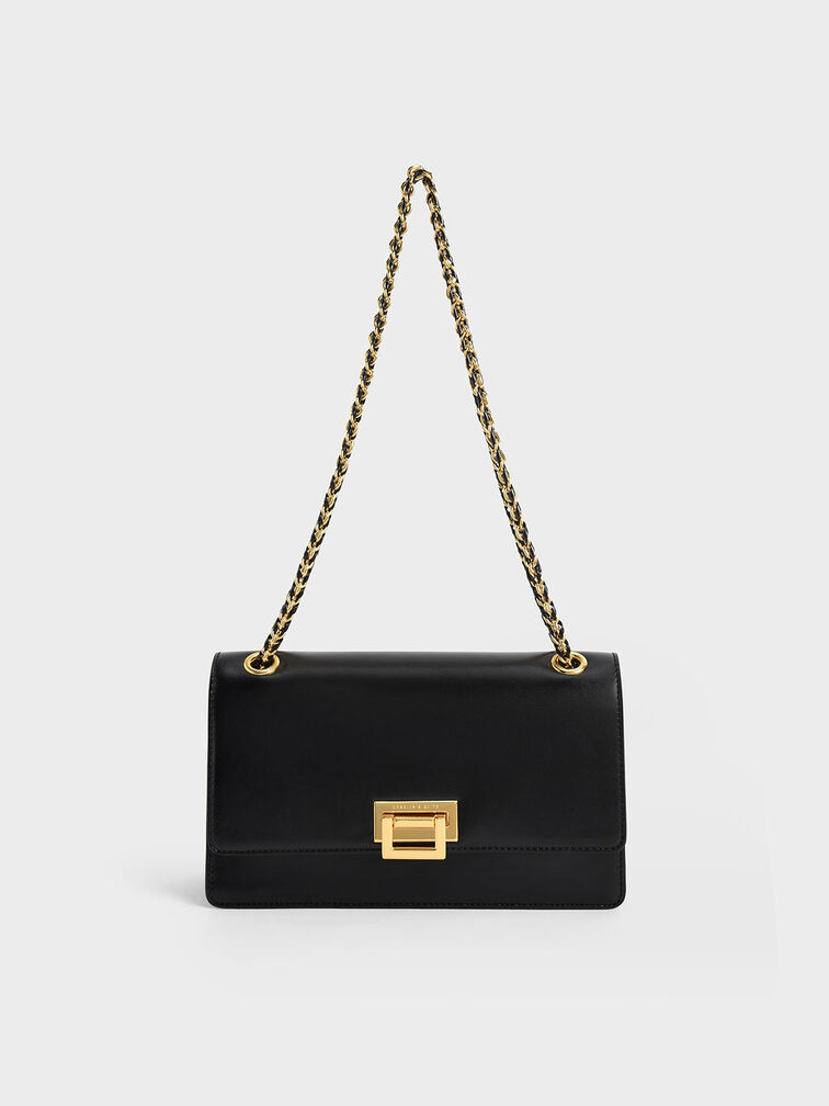 Everline Braided-Strap Shoulder Bag, Black, hi-res