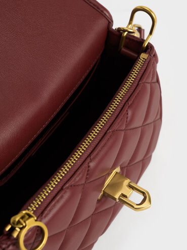 Cressida Quilted Crossbody Bag, Burgundy, hi-res
