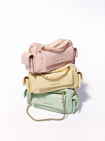 Duo Quilted Crossbody Bag, Soft Pink, hi-res