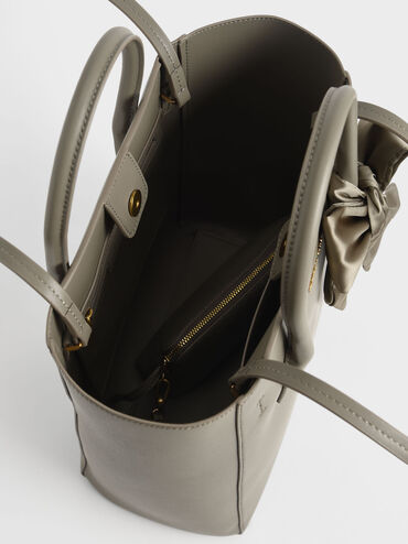 Bow Tote Bag, Taupe, hi-res
