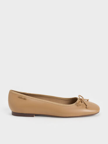 Rhea Bow Ballerinas, Camel, hi-res