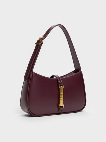 Cesia Metallic Accent Shoulder Bag, Wineberry Red, hi-res