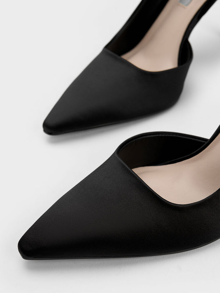 Tie-Around Slingback Pumps, Black, hi-res