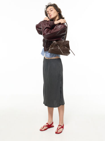 Reese Ruched Bow Shoulder Bag, Espresso Brown, hi-res