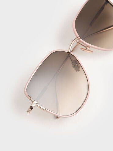 Seraphina Panelled Temples Butterfly Sunglasses, Pink, hi-res