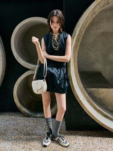 Beryl Belted Saddle Bag, Cream, hi-res