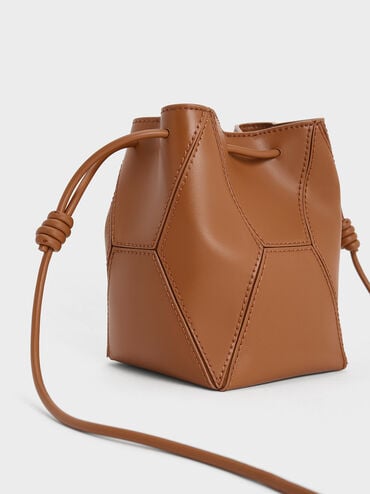 Nasrin Panelled Bucket Bag, Chocolate, hi-res