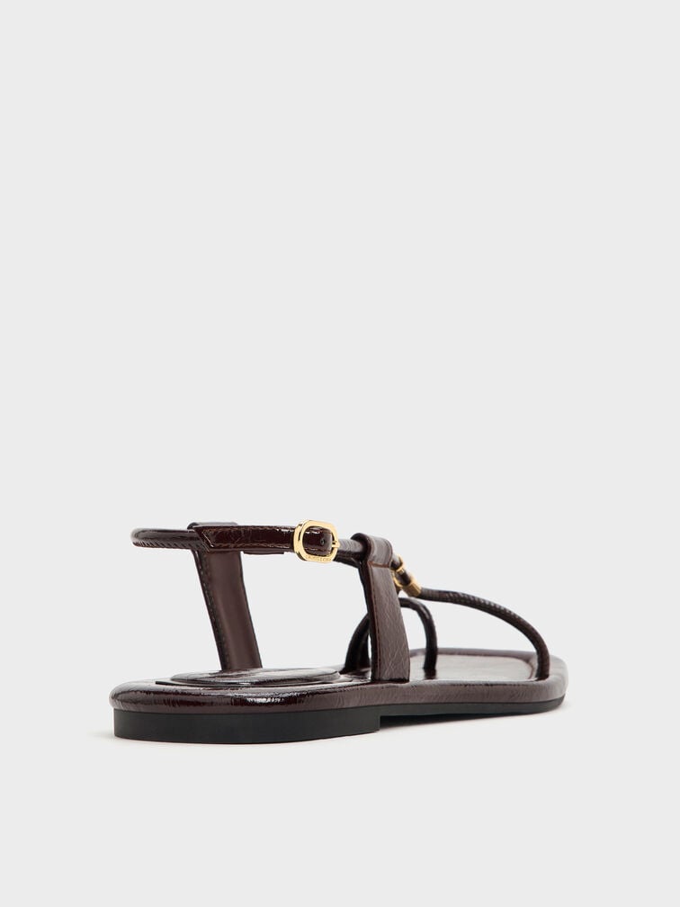 Metallic-Accent Toe-Ring Sandals, Burgundy, hi-res