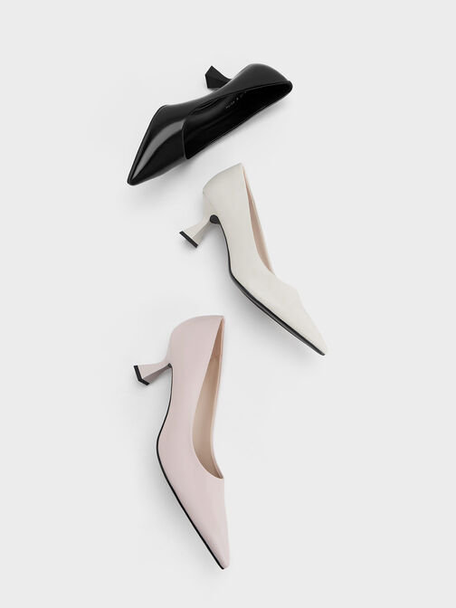 Pointed-Toe Flare Heel Pumps, Chalk, hi-res
