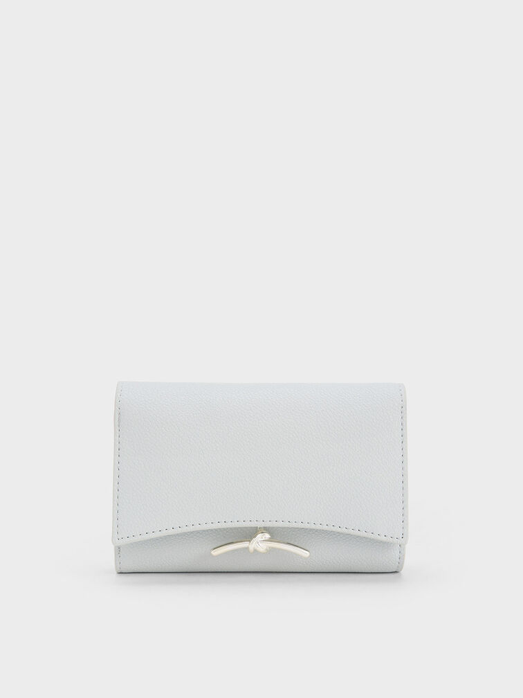 Huxley Metallic-Accent Front Flap Wallet, Light Grey, hi-res
