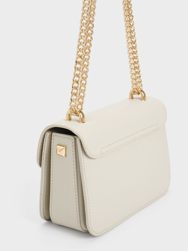 Alva Quilted Chain-Handle Bag, Ivory, hi-res