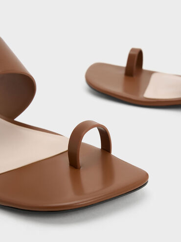 Trice Metallic Accent Toe-Ring Sandals, Cognac, hi-res