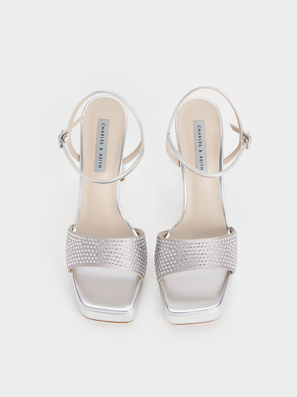 Crystal embellished satin platform shop sandals white by vera wang