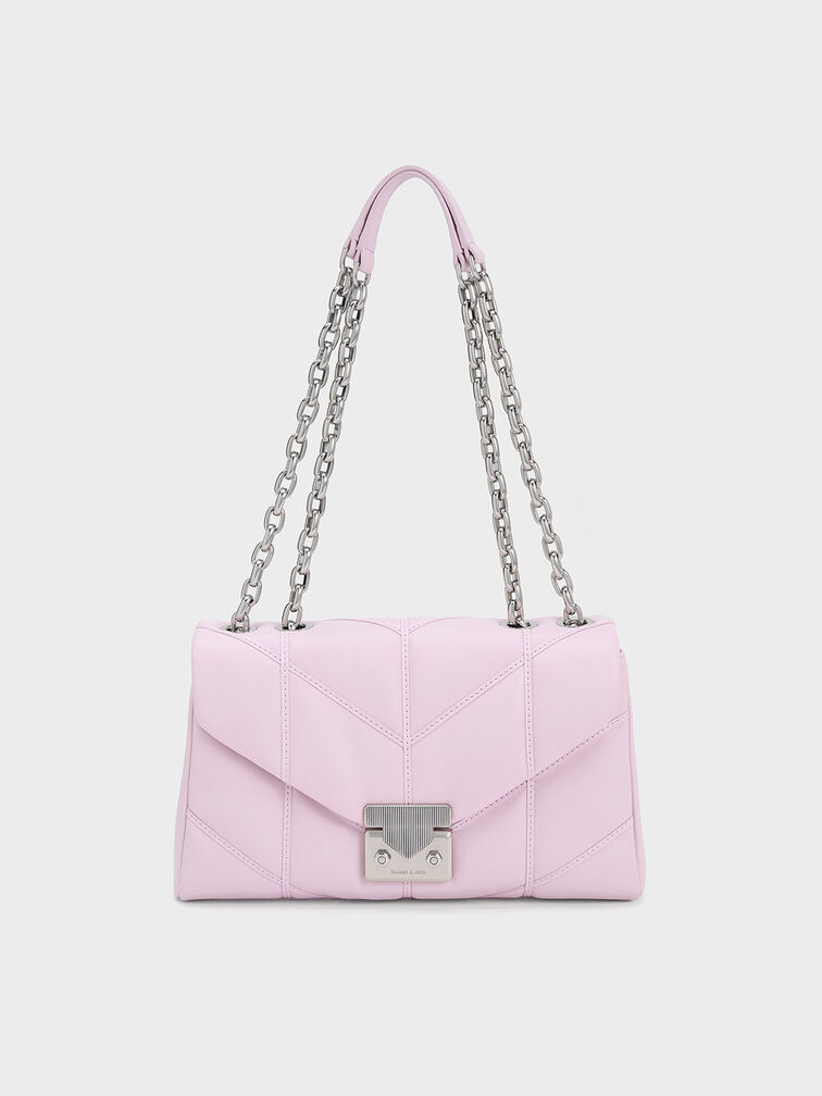 Eudora Chevron Trapeze Bag, Lilac, hi-res