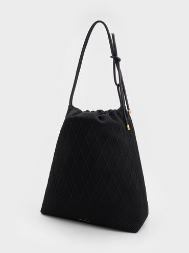 Genoa Bow-Tie Knitted Bag, Black, hi-res