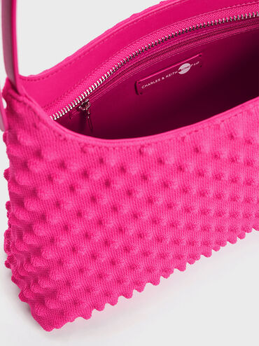 Spike Textured Shoulder Bag, Fuchsia, hi-res