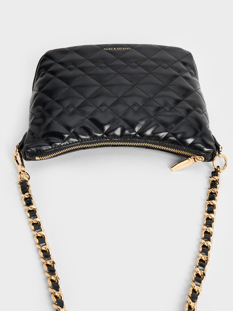 Duo Quilted Slouchy Hobo Bag, Black, hi-res