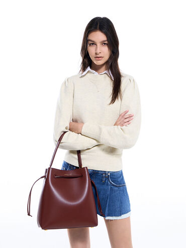 Bellamy Drawstring Hobo Bag, Burgundy, hi-res