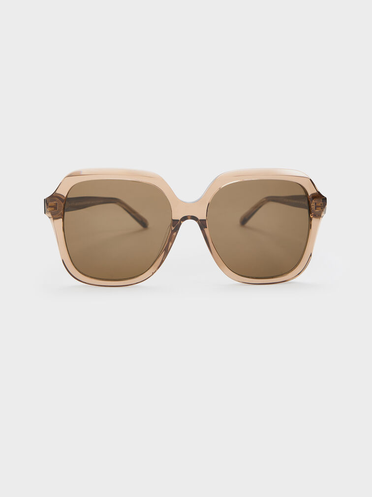 Izara Recycled Acetate Butterfly Sunglasses, Chestnut Brown, hi-res