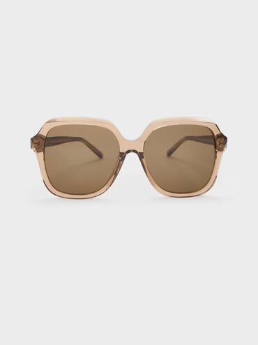 Izara Recycled Acetate Butterfly Sunglasses, Chestnut Brown, hi-res