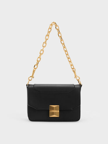 Kalinda Metallic Accent Boxy Bag, Black, hi-res