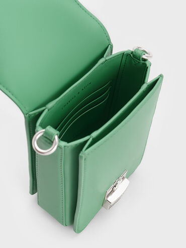 Kalinda Metallic Accent Phone Pouch, Green, hi-res