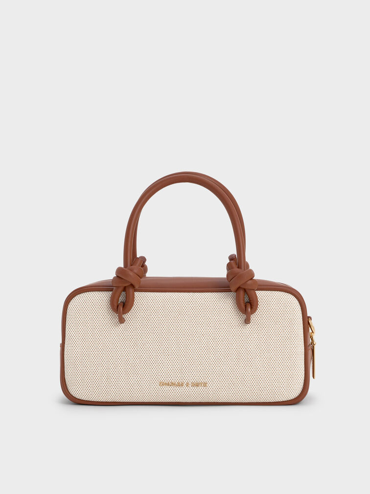 Sammie Canvas Knotted-Handle Elongated Bag, Taupe Canvas, hi-res