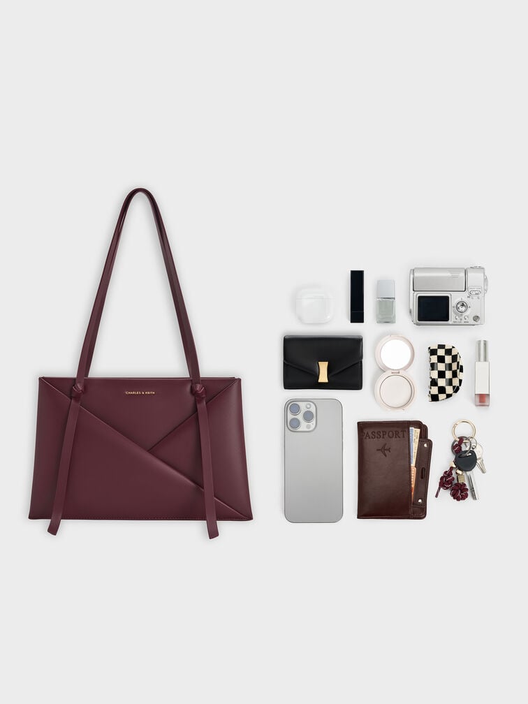 Midori Geometric Tote Bag, Wineberry Red, hi-res