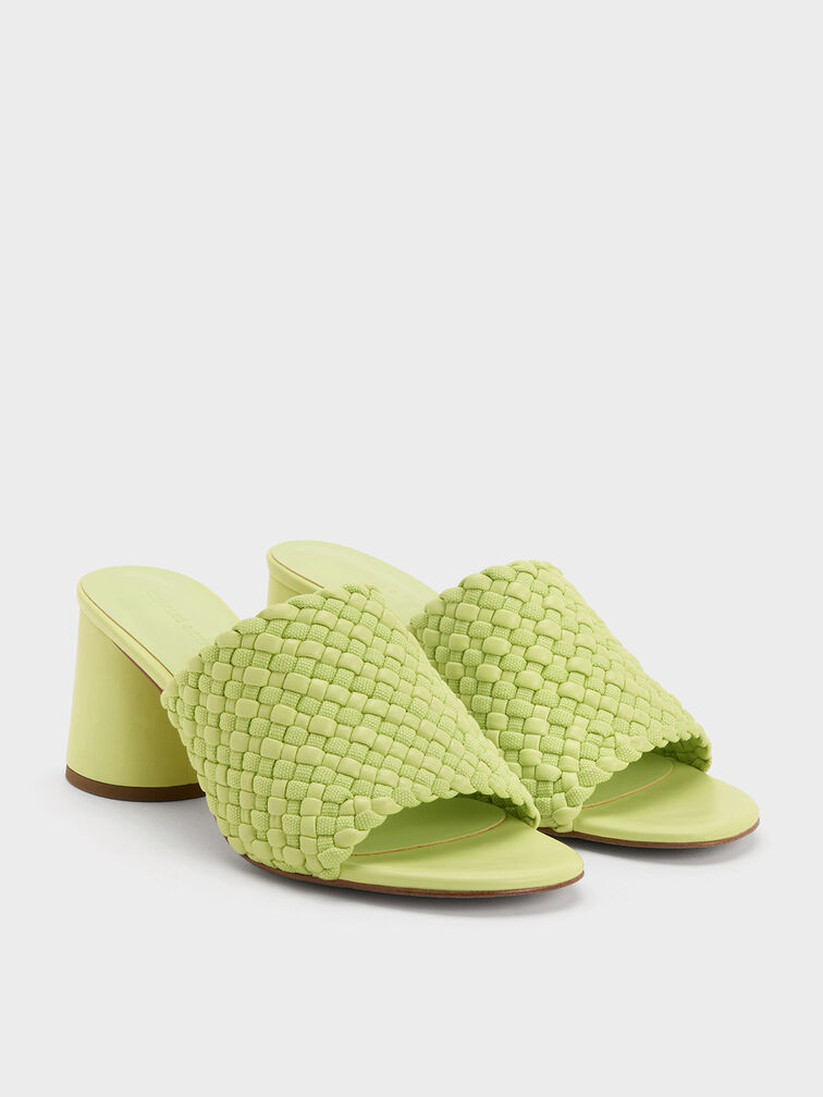 Interwoven Block Heel Mules, Lime, hi-res