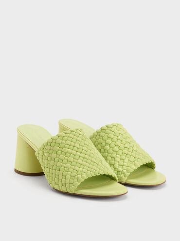 Interwoven Block Heel Mules, Lime, hi-res