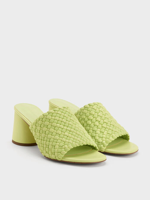 Interwoven Block Heel Mules, Lime, hi-res