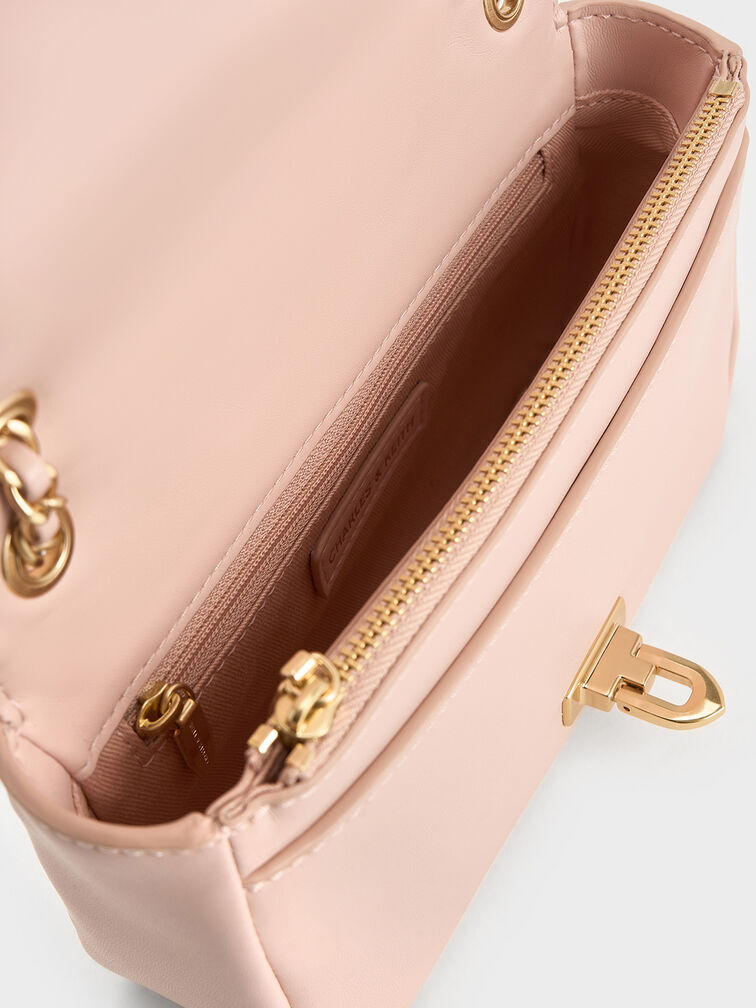 Arwen Diamond-Quilt Shoulder Bag, Light Pink, hi-res