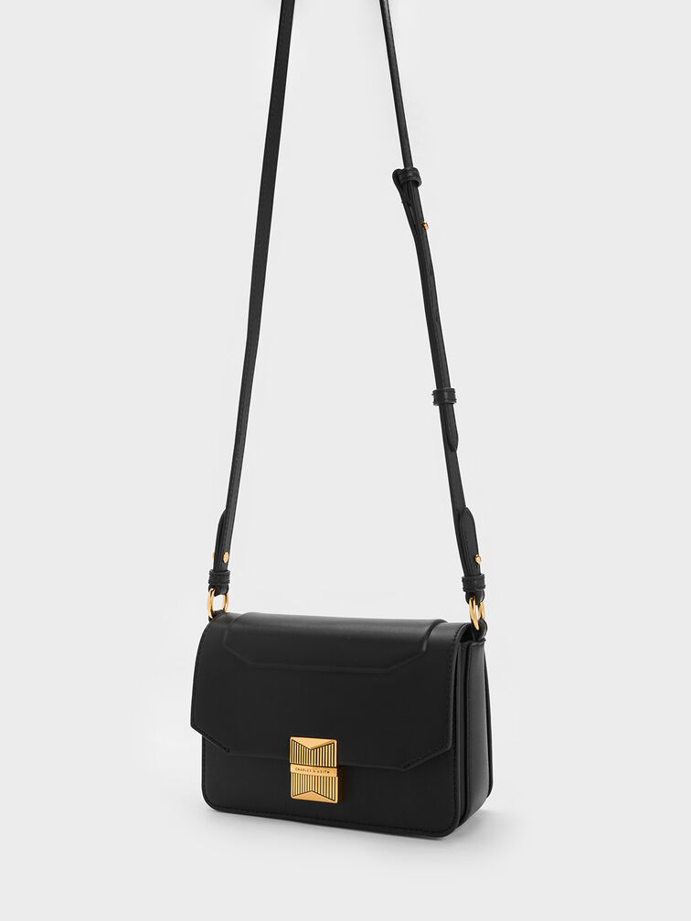 Kalinda Metallic Accent Boxy Bag, Black, hi-res