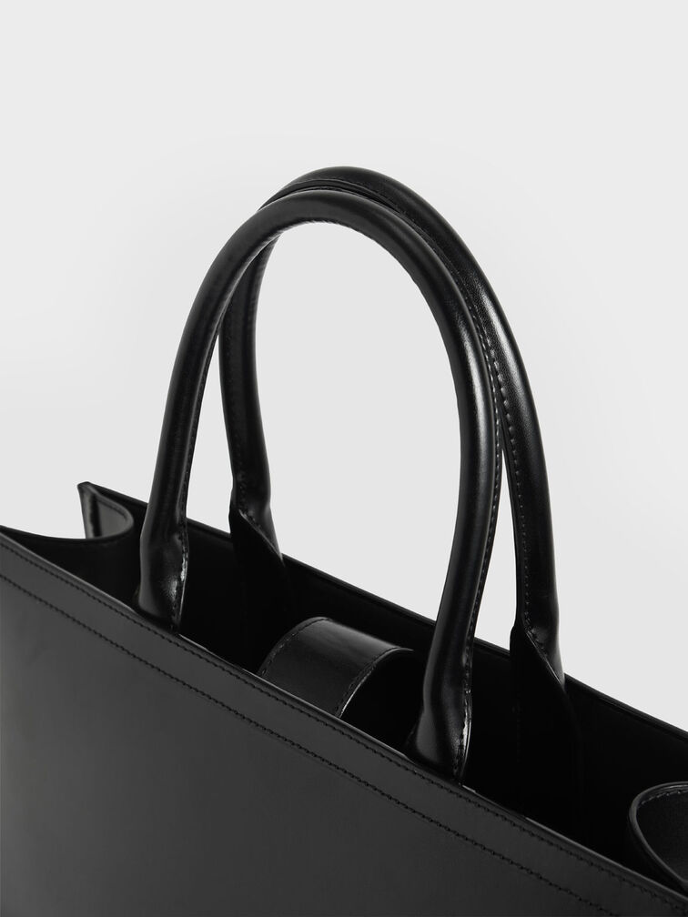 Large Double Handle Tote Bag, Black, hi-res