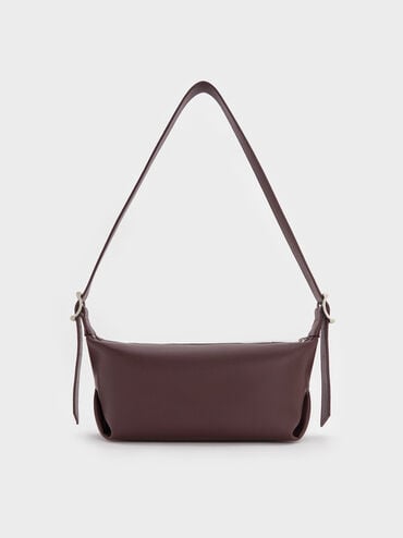 Larsen Buckle-Strap Slouchy Shoulder Bag, Plum, hi-res