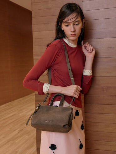 Mini Zephyr Tassel Tote Bag, Stone Grey, hi-res
