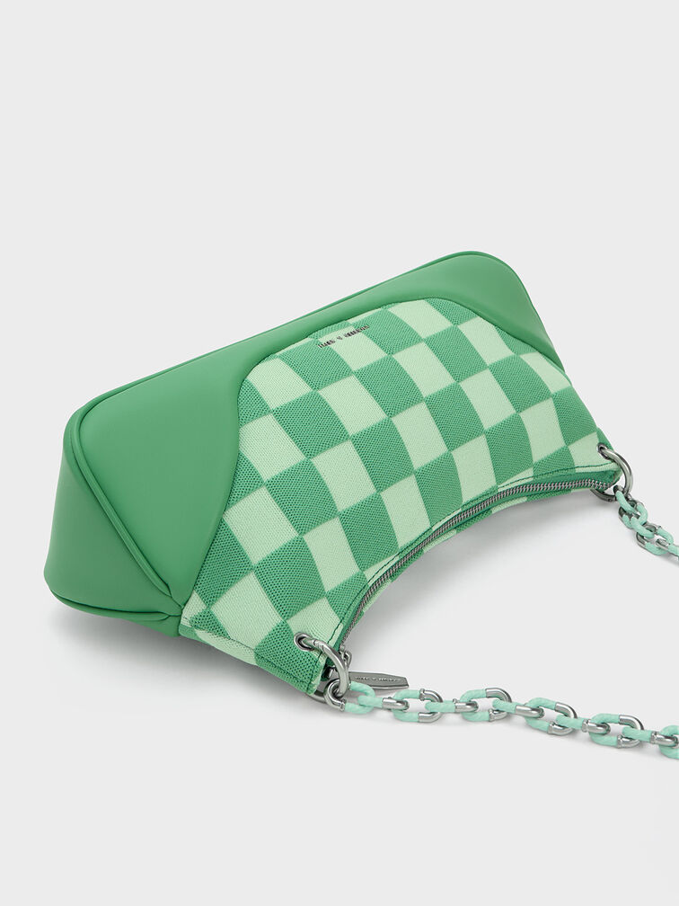 Shiloh Checkerboard Shoulder Bag, Green, hi-res
