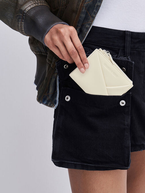 Midori Geometric Top-Zip Wallet, Cream, hi-res