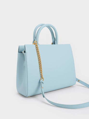 Classic Structured Handbag, Blue, hi-res