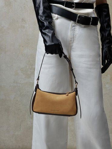 Mini Calla Suede Shoulder Bag, Sahara Sand, hi-res