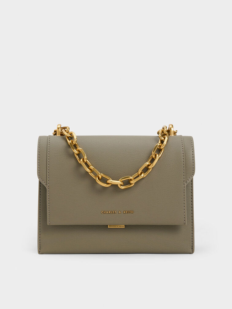 Brennan Chain Handle Crossbody Bag, Khaki, hi-res