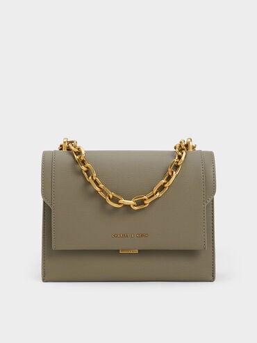Brennan Chain Handle Crossbody Bag, Khaki, hi-res