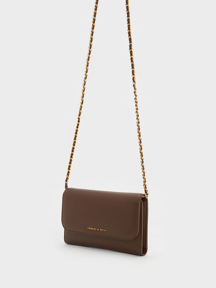 Octavia Front Flap Long Wallet, Dark Brown, hi-res