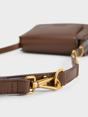 Lexie Side-Buckle Crossbody Bag, Dark Brown, hi-res